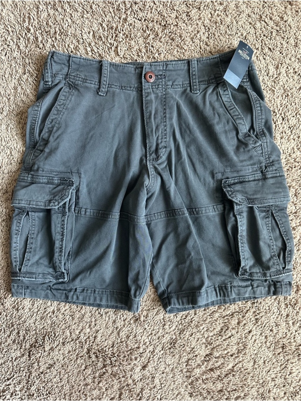 Hollister California Men's Charcoal Epic Flex Classic Cargo Short, Size 30W, New